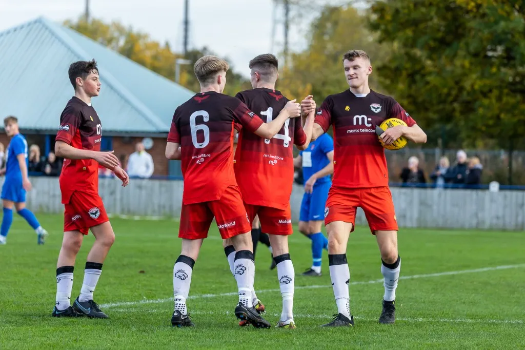 Luke Murray scores for FC Isle of Man vs Billingham Town