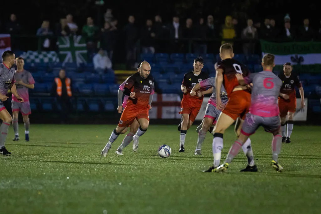 Sam Caine bursts through against Northwich Victoria